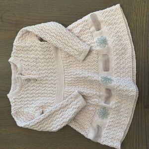 Cozy Knit Baby Dress with Floral Accents